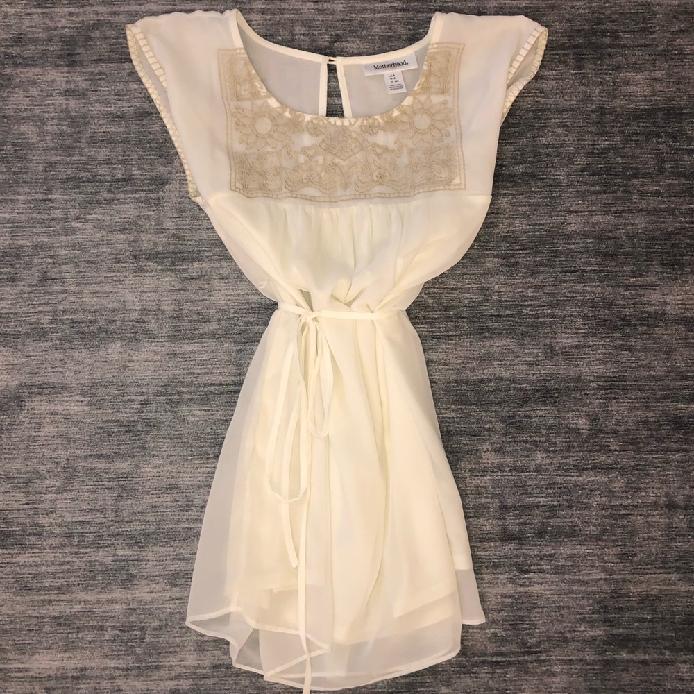Motherhood maternity sheer white and beige blouse